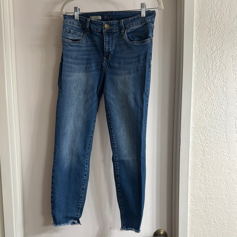 Kut from the Kloth Distressed Blue Ankle Jeans